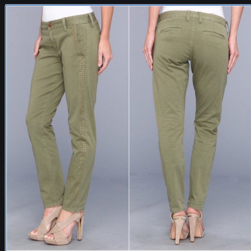 Lucky Brand Sienna straight leg military Chino with studs